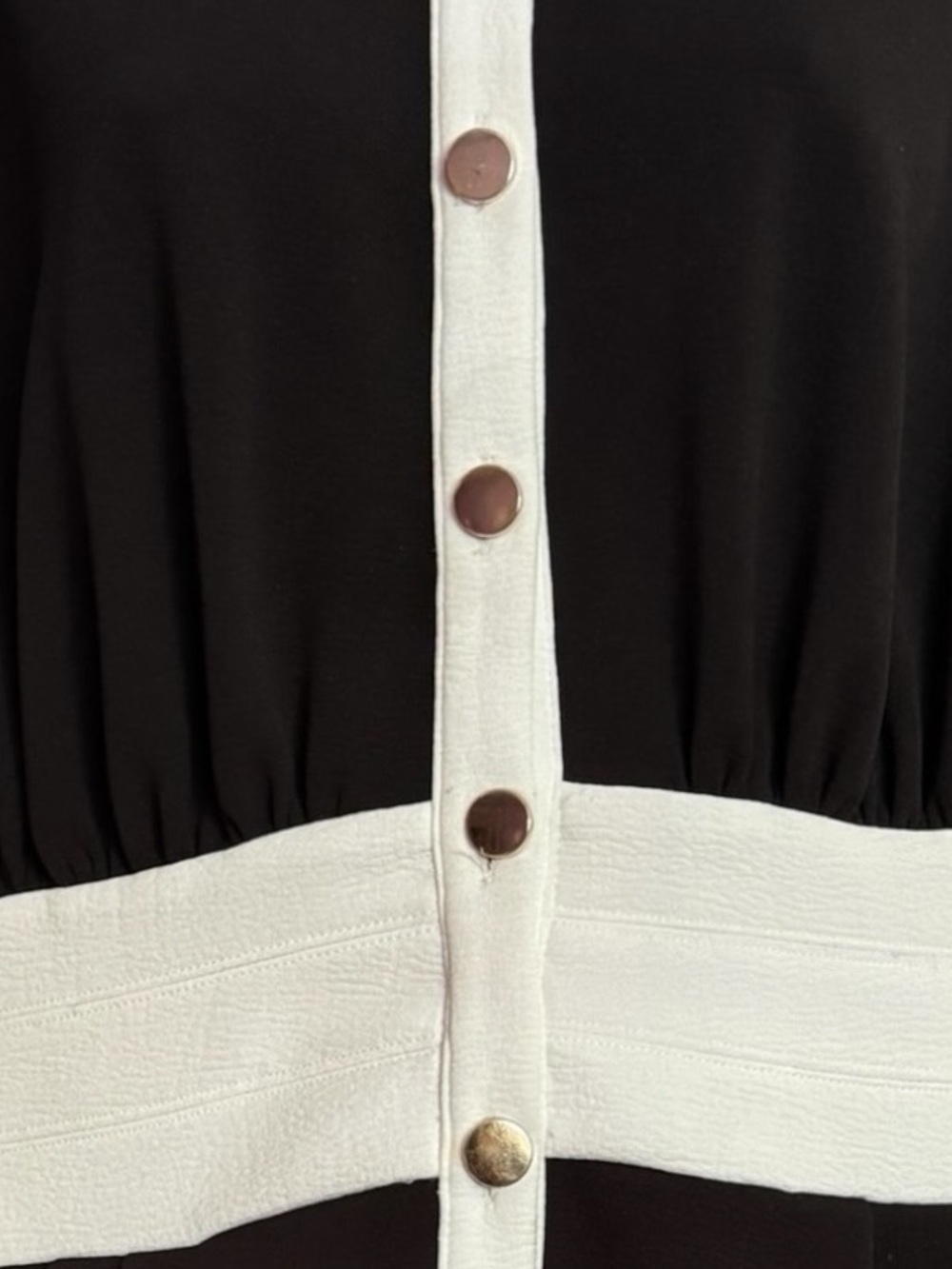 NY & Company/Gabriella Union White/Black Colorblock Shirt Dress- Size Medium - Picture 5 of 12